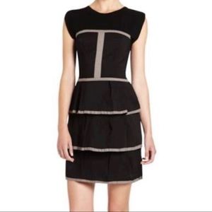 BCBGMaxAzria | Black & Tan ‘Yasmina’ Short Sleeve Mixed Media Dress *NWT*